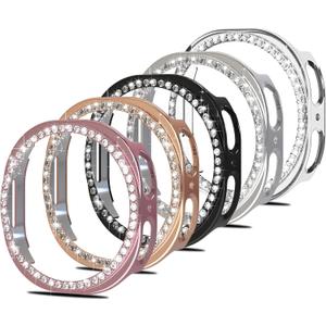 Simpeak 5-Pack Bling Case Compatible with Samsung Galaxy Watch 8 44mm Smartwatch, Crystals Diamond Frame Protector Back Cover Replacement for Galaxy Watch 8 44mm Only, (No Screen)