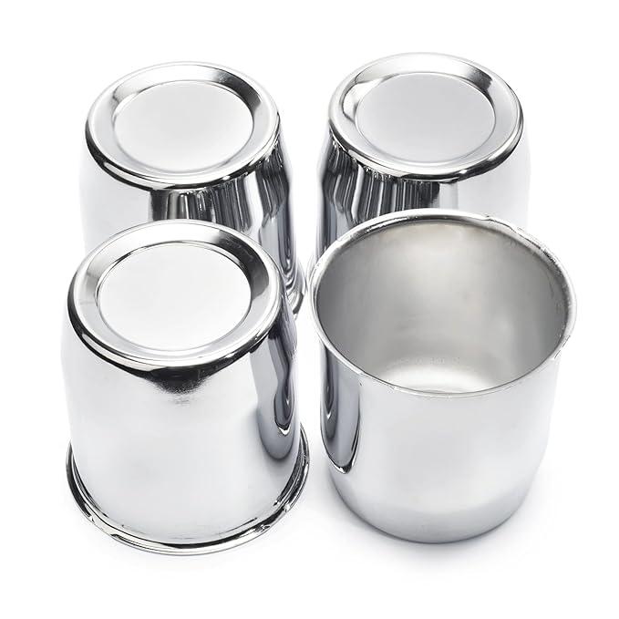 4PCS 3.27inch Trailer Wheel Center Caps Fit 3.27" Center Bore for Truck SUV RV Wheels Rims Trailer Carbon Steel Push Through Hub Covers Chrome Silver