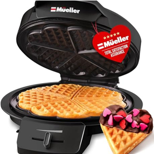 Mueller Heart 5 Waffle Maker, Waffle Iron, Adjustable Browning Control & Nonstick, Cool Touch Handle, Easy to Clean, Small Kitchen Appliances