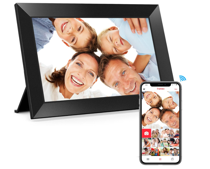 BIGASUO Digital Picture Frame, 10.1" Frameo Digital Frame WiFi with 32GB Memory, 1280x800 IPS Touch Screen, Send Photos/Videos from Your Phone Anywhere, Photo Gifts for Parents and Grandparents