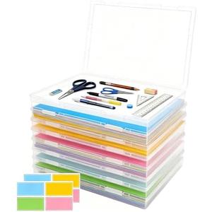 8 Pcs Photo Storage Boxes for 8"x10" Paper, Scrapbook Papers Storage Containers with 2 Pcs 4 Label Sheets File Portable Project Case with Lids for Photos, Crafts, Files