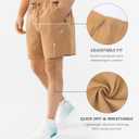 Cosmolle Men's 7" Quick Dry Stretch Hiking Shorts for Running Fishing and Outdoor Adventure with Multi Pockets (Brown, L)