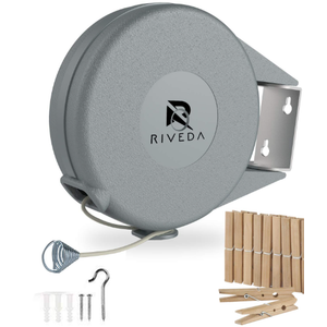 Retractable Clothesline  Portable Heavy Duty Indoor and Outdoor Washing Line  45 Feet PVC Retracting Clothes Line with Wall Mount Hang The Wet Dry Clothing Laundry  Easy Installation (Grey)