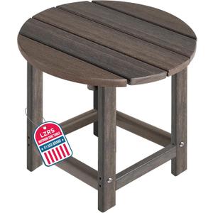 LZRS Round Adirondack Patio Side Table End Table, Outdoor Side Tables for Patio, Backyard,Pool, Indoor Companion, Easy Maintenance & Weather Resistant(Brown Mixture)