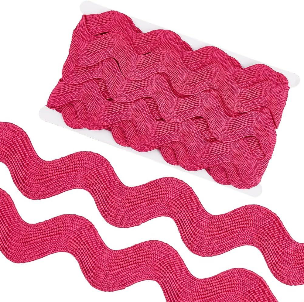 GORGECRAFT 10 Yard 1.58 Inch Jumbo RIC Rac Lace Trim Rick Rack Wave Bending Fringe Trimming Ribbon Large Sewing Braided Woven Fabric for Crafts Wrapping Wedding Cloth Party (Deep Pink)