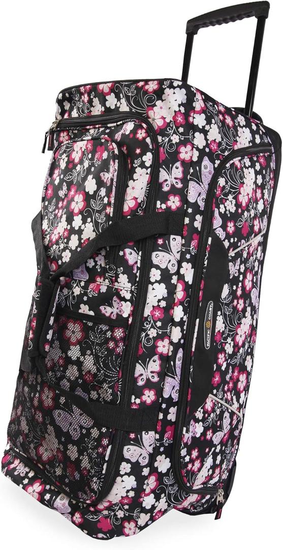 Pacific Coast Women's 32" Large Rolling Duffel Bag (Dark Butterfly)