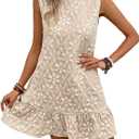 SOLY HUX Women's Sleeveless Tank Dress Casual Jacquard Hem Summer Mini Dresses Plain Black X-Small Plain Beige Large