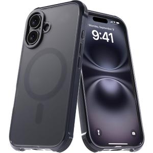 Bumper Case for iPhone 16 Case Fits MagSafe 16FT Drop Resistant Anti-Yellowing Back Cover Shockproof Slim Fit for iPhone 16 Phone Case 6.1 inch Black