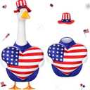 4th of July Porch Goose Outfit Patriotic Pillow Design with Top Hat for 23" Lawn Cement Goose Independence Day Garden Patio Yard Outdoor Decorations (Heart)