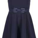 Calvin Klein Girls' Sleeveless Party Dress, Fit and Flare Silhouette, Round Neckline & Back Zip Closure (2T, Navy)