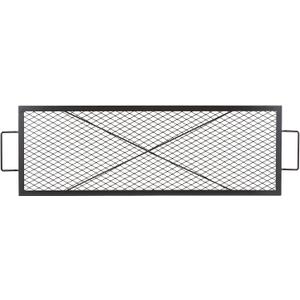 VEVOR X-Marks Fire Pit Grill Grate, Rectangle Cooking Grate, Heavy Duty Steel Campfire BBQ Grill Grid with Handle & Support X Wire, Portable Camping Cookware for Outside Party Gathering, 32 Inch Black