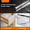 10 inch Drawer Slides 4 Pairs (8pcs) 3 fold Full Extension Side Mount Cabinet Drawer Glides 10" Silver Cabinet Rails for Dresser, Cabinet, Kitchen,Trash Can, Wardrobe 100 LB Capacity