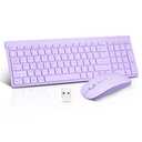 Wireless Keyboard and Mouse Combo, Compact Quiet Wireless Keyboard and Mouse Set 2.4G Ultra-Thin Sleek Design for Windows, Computer, Desktop, PC, Notebook, Laptop-(Purple)