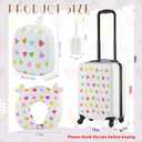 Sanwuta 4 Pcs Kids Luggage Set Carry On Rolling Suitcase Backpack Neck Pillow Travel Set Gift for Girls Boys Summer Camp(20 Inch,Heart Style,White)