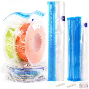 AMOLEN 3D Printer Filament 66PCS Storage Bags Vacuum Kit, Filament Bags Storage Spool Sealing 30 Bags with Two Sizes, Dust Proof Humidity Resistant for Keeping Filament Dry (30 pack bags, Transparent-vacuum Bags Kit)