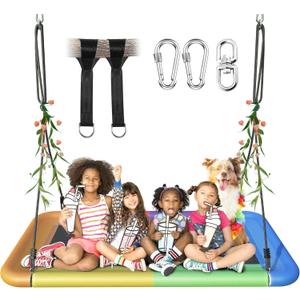 Everyfun Tree Swing for Kids and Adults, 60" Waterproof Rectangle Platform Swing, 700lbs Heavy Duty with Adjustable Straps, Colorful