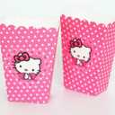 12 Pcs Hello Pink Cat Candy Box Popcorn Box Birthday Party Favor Pink Kity Snack Treat Boxes Candy Cookie Container Decorations Gifts for Kids Adults Birthday Party Favor Supplies (popcorn box d)