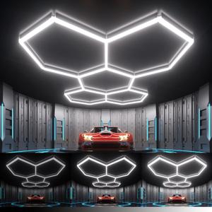 Hexagon Garage Lights : 3 Level Dimmable 168W Tube 5 Grids Hexagon LED Lights - Easy Install 6500K Super Bright Hex Lights for Garage, Home Gym, Shop, Workshop, Basement, Studio