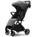 newyoo GlideTow TR18M Travel Stroller, Compact & Lightweight Baby Stroller with Reclining Lay Flat Seat, Luggage Handle & Cup Holder, One-Hand Quick Fold, Gray