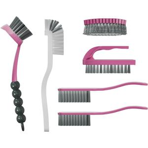 6 PCS Cleaning Brush, Scrub Brush Set for Kitchen and Bathroom Household Use with Various Brushes for Cleaning Dishes, Tiles, Corners and Floors Color Purple