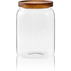 Sweejar Glass Jars for Laundry Room Organization, 90 ounce Laundry Pods Container, Glass Food Storage Jars with Airtight Lid, 1 Pack, Press Lid
