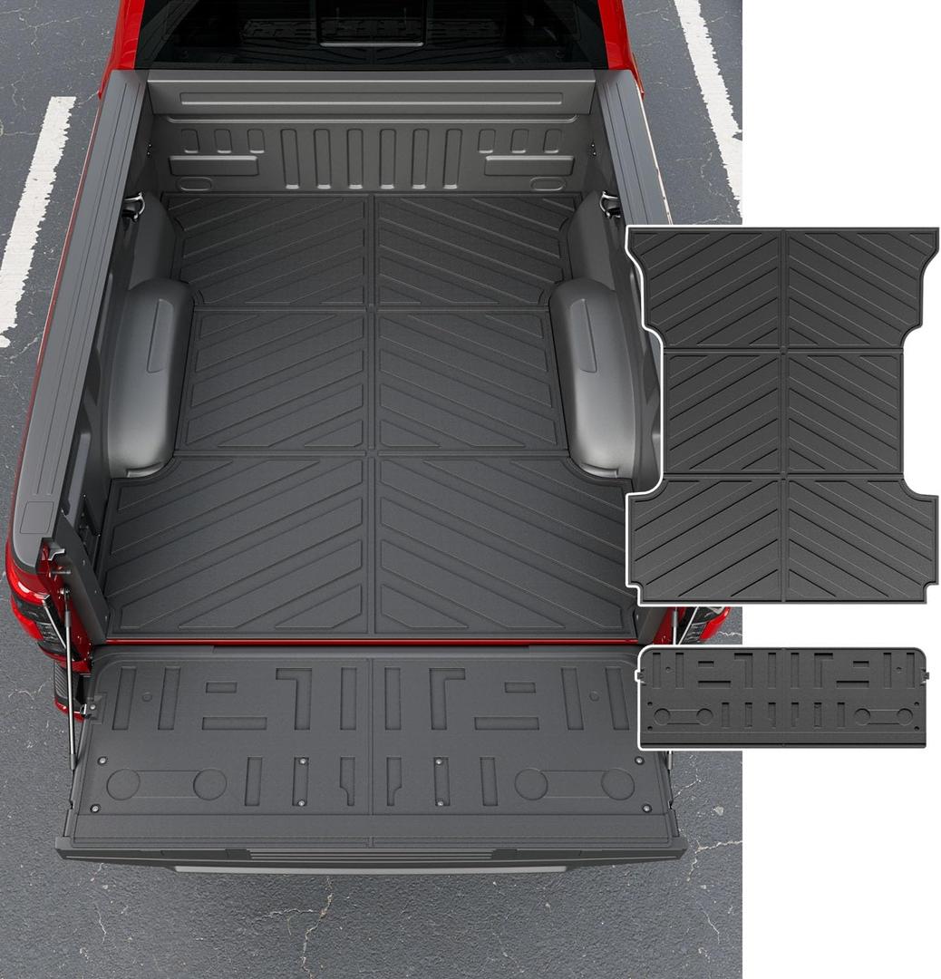 powoq 6.5FT Bed Mat Compatible with 2021 2022 2023 2024 2025 Ford F-150 Tailgate Mat TPE Truck Bed Liner Replacement for 2021-2025 Ford F150 Accessories (6.5FT Bed Mat+Tailgate Mat)