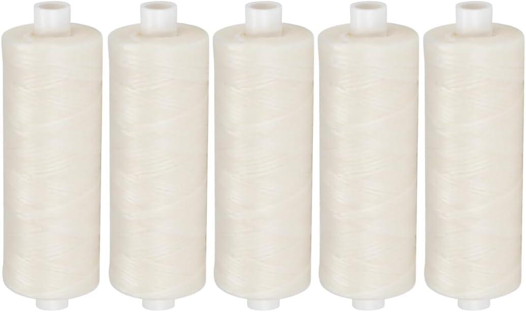 5-Pack of Unwaxed Dental Floss Refill Spools, 200 Yards Each, Bulk Unflavored Floss, White - Wax Free Dental Floss with Translucent Dispenser