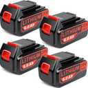 4-Pack High-Output 6Ah 20V Battery Replacement for Black+Decker 20V Battery Tools LB20 LBX20 LBXR20 LBXR20B LBXR2020 LBX4020 LB2X4020 LST220 Battery