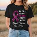Breast Cancer Shirt Pink Ribbon Shirts for Women Breast Cancer Aweness Tshrit - Gift for Her (Black, L)