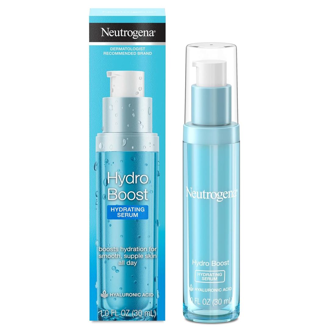 Neutrogena Hydro Boost Hydrating Hyaluronic Acid Face & Neck Serum, Fast-Absorbing Daily Facial Moisturizer with Purified Hyaluronic Acid for Hydrated Skin, Oil-Free & Non-Comedogenic, 1 fl. oz