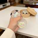 Glitter White Dumpling Squishies with Box, New Mystery Squishys Dumplings Stress Relief Balls Fidget Sensory Toy,Bao Bun with Food Steamer Stretchy Desk Squeeze Toys