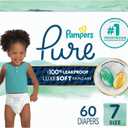 Pampers Baby Diapers - Pure Protection - Size 7, 60 Count, for up to 100% Leakproof, Premium Plant-based Skin Protection