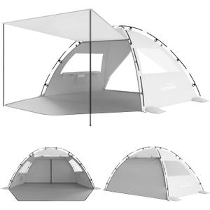 Elegear CumbreX Beach Tent Sun Shelter with Canopy, 6-8 Person Beach Tent, Easy Setup UPF 50+ UV Protection Portable Lightweight Double Silver Coating Cabana Sun Shade Shelter - Silver