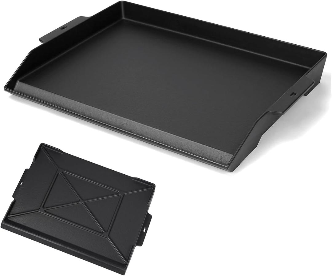 Universal Cast Iron Cooking Griddle 23" x 16", Nonstick cast iron Griddle Flat Top, Grill Plate with extra high sidewalls and deep grease groove for Gas Grills and 4-5 Burner Range Oven