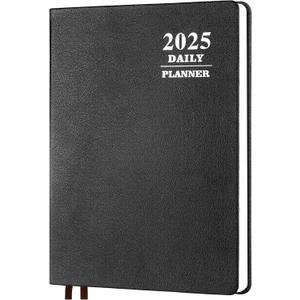KESOTE Large Daily Hourly Planner 2025 - One Page a Day, 2025 Diary Planner 8.5 x 11" Hardcover Weekly Monthly Planner Agenda 12 Month, A4 Diary Notebook Planner Christmas Gift, Black