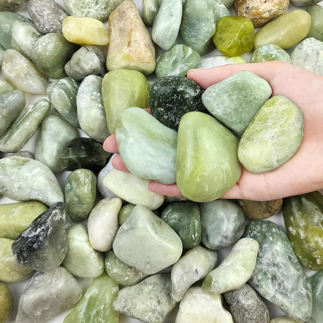 5 lbs Green River Rocks for Plants, 2-3 Inch Large Pebbles for Indoor Plants, Decorative Stones Rocks for Succulent, Landscaping, Vases, Crafting and Garden (Jade)