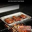 25Pcs Broiler Pans for BBQ Grill, 9.2 x 13.5 Grill Pan Liners with Ribbed Surface, Disposable Aluminum Foil Trays for Oven with Hole
