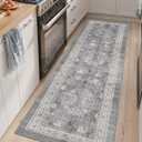 DEXI Hallway Runner Rug, 2x7 Distressed Non Slip Runners Carpet, Boho Vintage Soft Thin Indoor Rug, Stain Resistant Washable Entry Mat for Entryway Kitchen Laundry Room Living Room, Grey