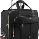 Rolling Laptop Bag,Rolling Briefcase for Men & Women,Laptop Briefcase on Wheels,Carry On Bag for Business Travel (15.6 inch, Black+Gold Zipper)