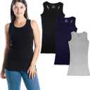 Emprella Tank Tops for Women 3 Pack Assorted Ribbed Racerback Tanks,Small