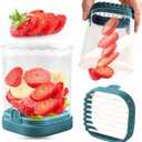 Creative Strawberry & Fruit Slicer - Detachable Cutter with Push Plate (Dark Teal)