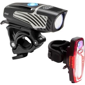 NiteRider Lumina Micro 850 Front Bike Light Sabre 80 Rear Bike Light Combo Pack- LED USB Rechargeable Bicycle Headlight Water Resistant Mountain Road City Commuting Cycling Safety Flashlight, Black