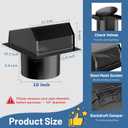 10 Inch Dryer Vent Cover Outside, Galvanized Steel Exterior Hooded Wall Vent Cover with Removable Screen & Cushioned Backdraft Flap, Exhaust Vent for House Wall Dryer Vent Kit (Black - 10 Inch)