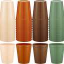 Yungyan 24 Pcs Woodland Baby Shower Decoration Woodland Forest Themed Reusable Cups Greenery Forest Plastic Cups Green Brown White Cup for Gender Reveal Decoration Baby Shower Birthday Camping