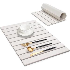 Large Stone Dish Drying Mat for Kitchen Counter, 24"(L)16"(W), Super Absorbable Diatomaceous Stone Mat, Collapsible Stone Dish Drying Mat for Dishes Bottles, Cups, Match Any Countertop Large Stone Dish Drying Mat for Kitchen Counter, 24"(L)16"(W), Super Absorbable Diatomaceous Stone Mat, Collapsible Stone Dish Drying Mat for Dishes Bottles, Cups, Match Any Countertop