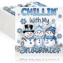100 Pieces Christmas Winter Paper Napkins Snowman Disposable Napkins Chillin with My Snowmies 2 Ply Guest Paper Towel for Xmas Winter Holiday Bathroom Kitchen Decor