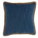 2 Pack Navy Blue Linen + Brown Trim Pillow Cover