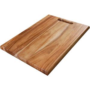 YSTKC Acacia Wood Cutting Board with Hand Grip 15" x 9.5" Inch, Wooden Reversible Chopping Board with Handle for Kitchen Meal Prep Serving, Chopping, Carving Meat, Fruits, Vegetables, Charcuterie