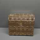 ELLDOO Crystal Wedding Card Box with Heart Lock, Vintage Money Card Box Treasure Chest Style Gold Gift for Wedding Receptions, Centerpiece Decor, Anniversary Keepsake, Gift, Large Size