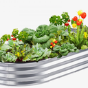 Raised Garden Bed, 70.9x35.4x11 inch Galvanized Metal Planter Box, Outdoor Planting Boxes with Open Base, for Growing Flowers/Vegetables/Herbs in Backyard/Garden/Patio/Balcony, Silver